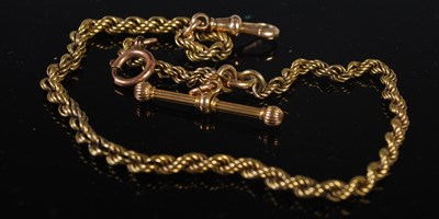 Lot 308 - A late 19th century yellow metal rope twist...