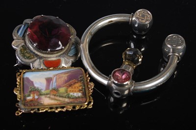 Lot 306 - A Glasgow silver pebble set and semi-precious...