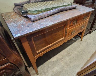 Lot 765 - An Edwardian marble top washstand, 122cm wide.