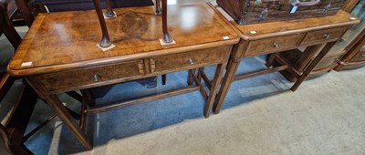 Lot 787 - A pair of John Lewis burr walnut console/side...