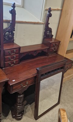 Lot 771 - A mahogany dressing table, the main mirror...