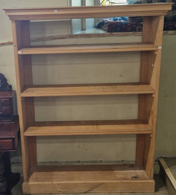 Lot 773 - A pine open bookcase, 134cm wide x 174cm high.