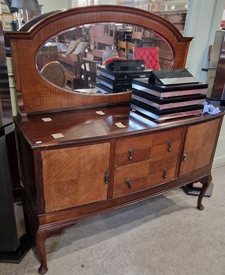 Lot 775 - An early 20th century mahogany bowfront mirror-...