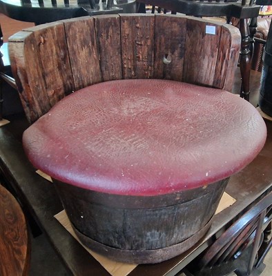 Lot 911 - A pair of seats fashioned from whisky barrels...