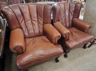 Lot 912 - A pair of 20th century brown leather...