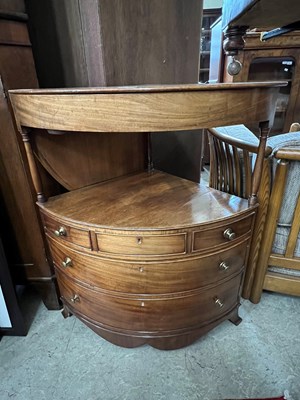 Lot 819 - A mahogany corner wash stand/commode, fitted...