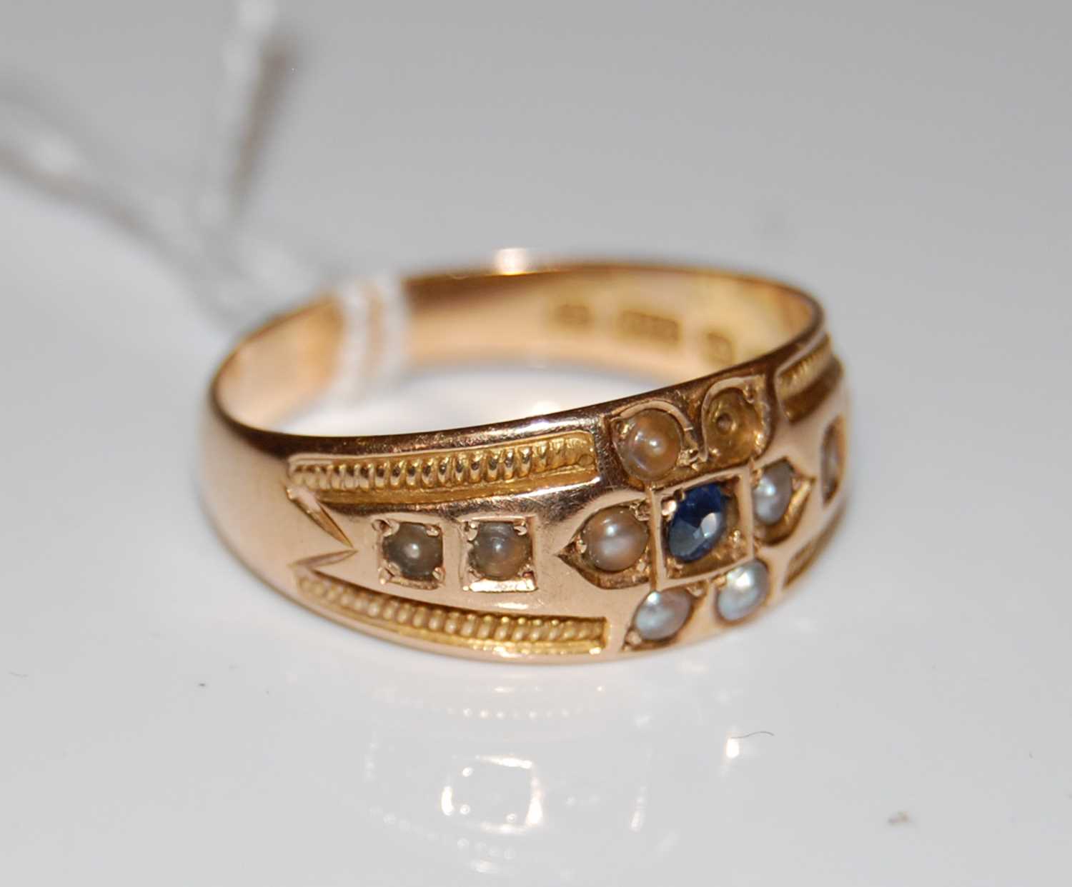 Lot 63 - A late 19th century 15ct gold, sapphire and