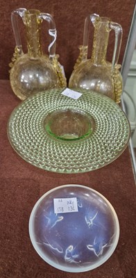 Lot 24 - A pair of yellow tinted and clear glass...