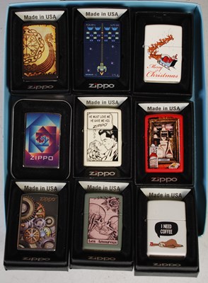 Lot 274 - Nine assorted Zippo lighters to include a...