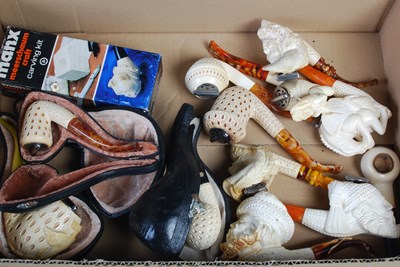 Lot 303 - A box of assorted Meerschaum pipes to include...