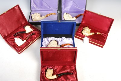 Lot 301 - A group of six boxed assorted Meerschaum pipes.