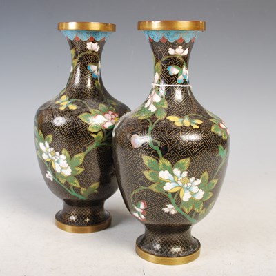 Lot 314 - A pair of early 20th century cloisonne vases,...