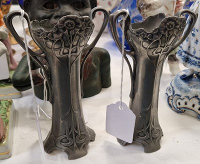 Lot 336 - A pair of WMF pewter Art Nouveau twin-handled...