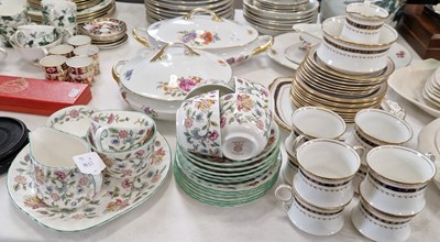 Lot 346 - A Minton Haddon Hall patterned part tea set,...