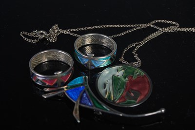 Lot 54 - A collection of Pat Cheney silver and enamel...