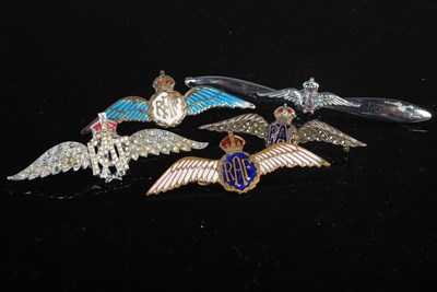Lot 40 - Five assorted RAF sweetheart brooches.