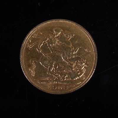 Lot 50 - An Edward VII gold sovereign, dated 1908.