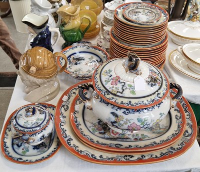 Lot 360 - A Victorian Japan patterned part dinner set,...