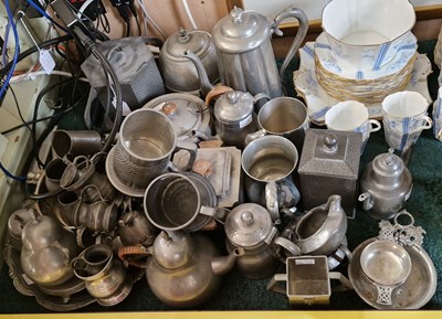 Lot 383 - A large collection of antique and later pewter...