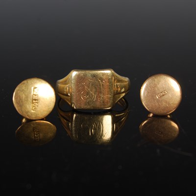 Lot 69 - An 18ct gold signet ring, 6.2g; together with...