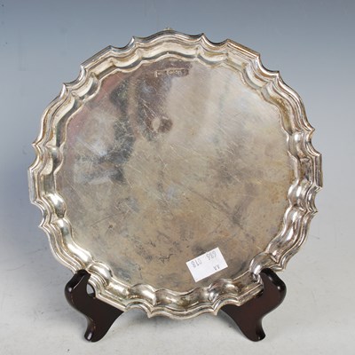 Lot 119 - A Sheffield silver salver with scalloped edge...