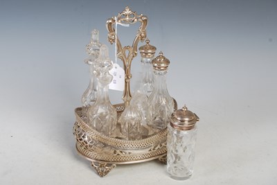 Lot 126 - A 19th century electroplated cruet stand,...