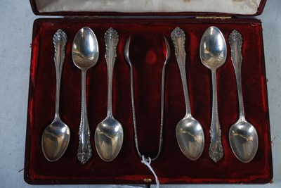 Lot 164 - A cased set of six Sheffield silver teaspoons...