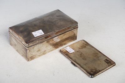 Lot 151 - A silver cigarette box with engraved...