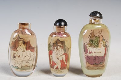 Lot 180 - Three assorted Chinese inside painted snuff...