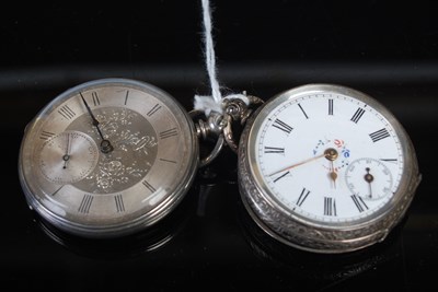 Lot 206 - Two continental white metal open-faced pocket...