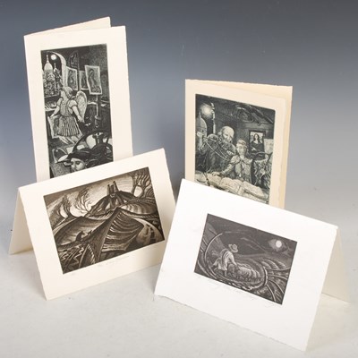 Lot 221 - Four assorted copper plate greeting cards to...