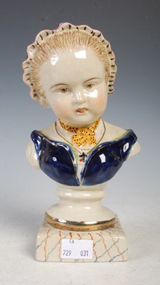 Lot 228 - A continental ceramic bust of a young girl, 20...