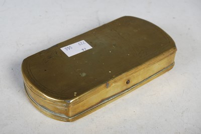 Lot 232 - An 18th century brass tobacco box of rounded...
