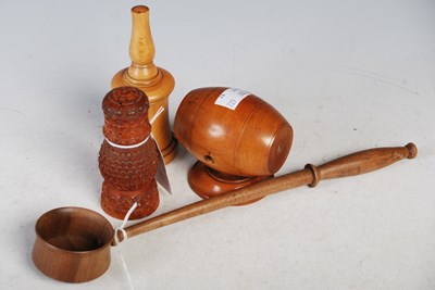 Lot 242 - A collection of treen to include toddy ladle,...